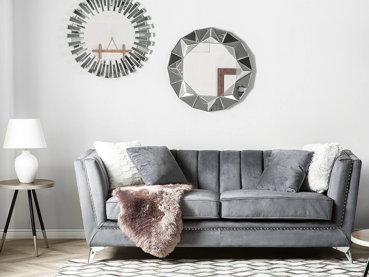 Bank GAULA Fluweel Grijs 3-zitter