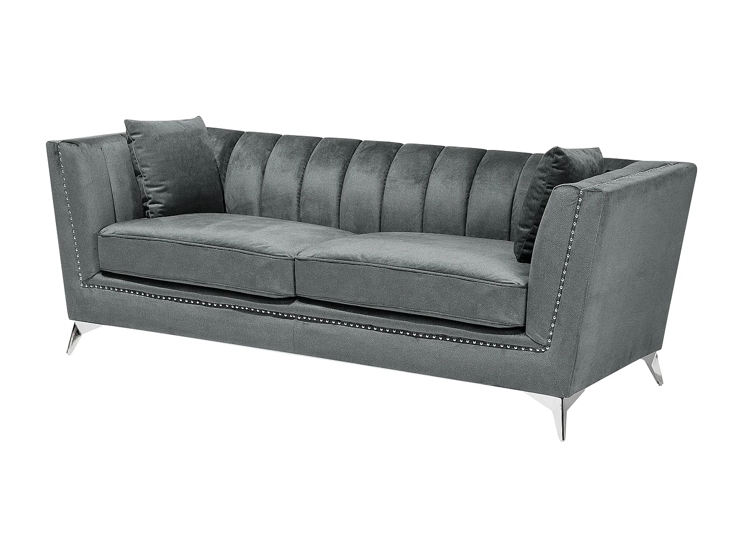 Bank GAULA Fluweel Grijs 3-zitter