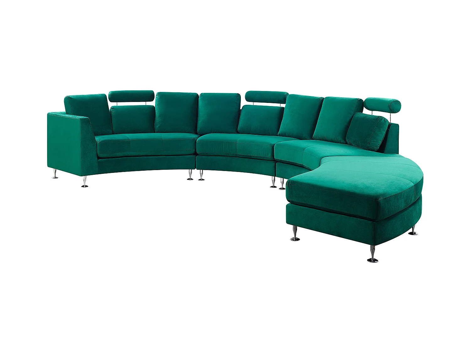 Sofa Halbkreis Samtstoff grün verstellbare Kopfstützen mit Ottomane Rotunde