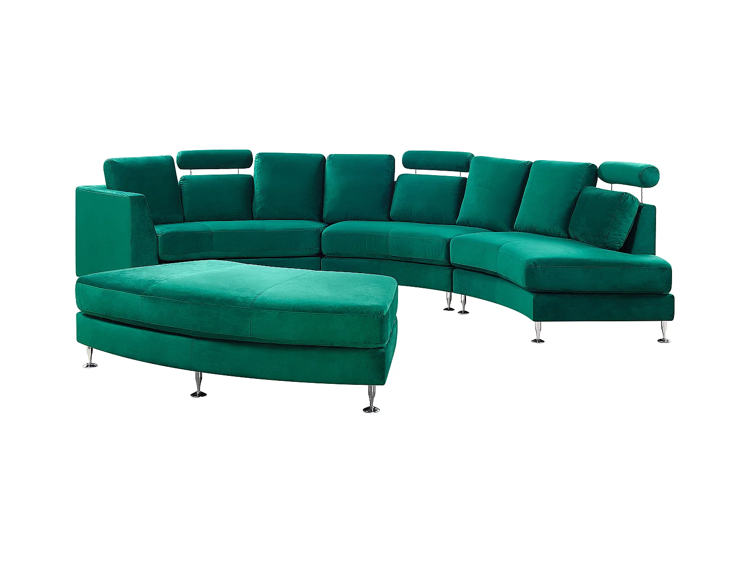 Sofa Halbkreis Samtstoff grün verstellbare Kopfstützen mit Ottomane Rotunde