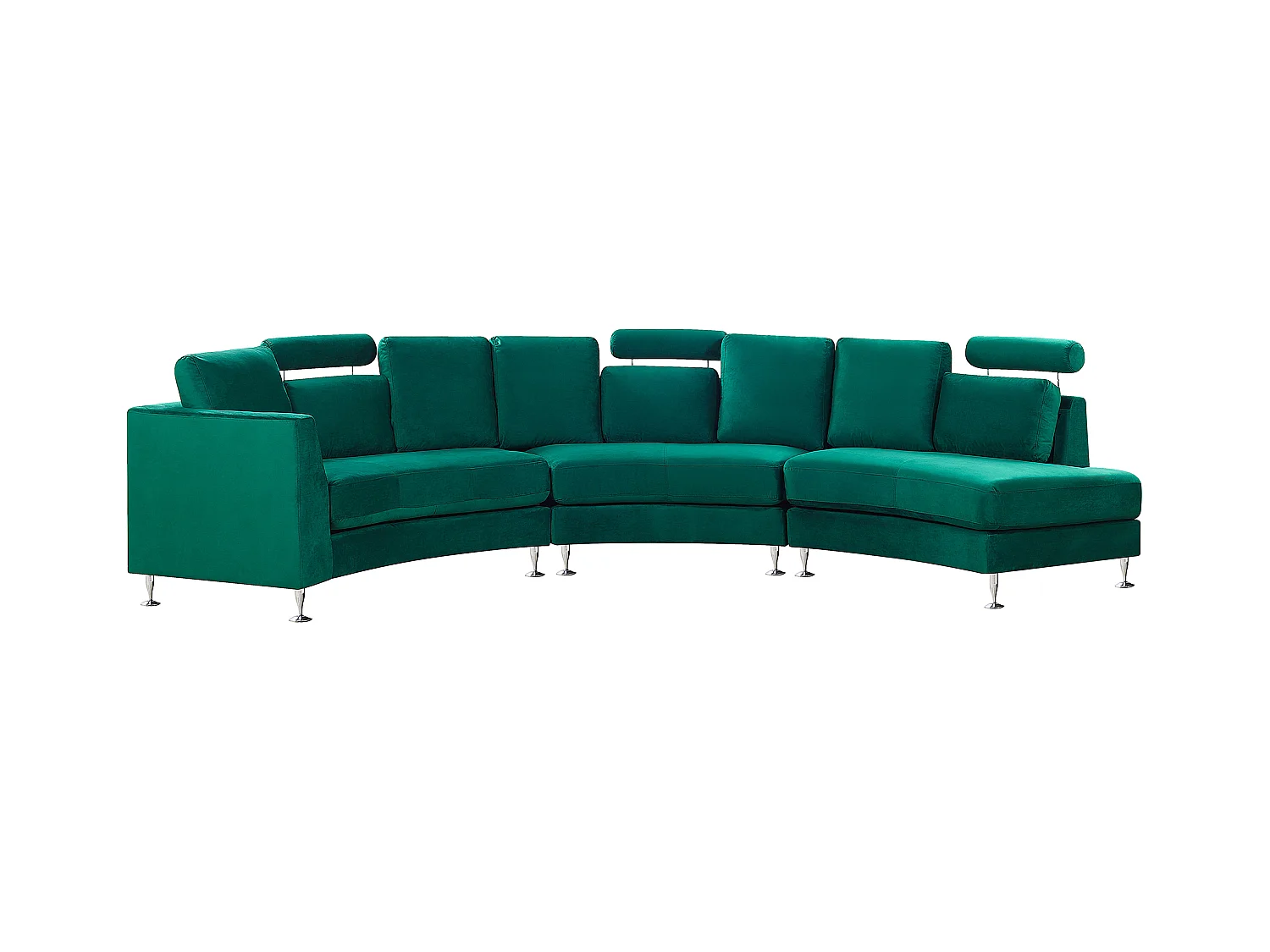 Sofa Halbkreis Samtstoff grün verstellbare Kopfstützen mit Ottomane Rotunde