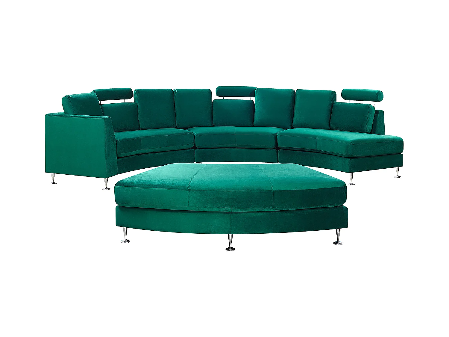 Sofa Halbkreis Samtstoff grün verstellbare Kopfstützen mit Ottomane Rotunde