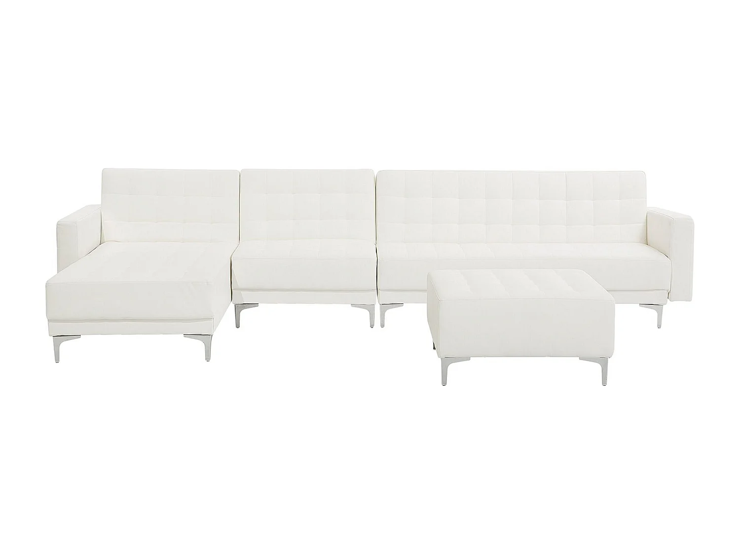 Modulsofa Kunstleder Schlaffunktion weiß rechtsseitig mit Ottomane Aberdeen