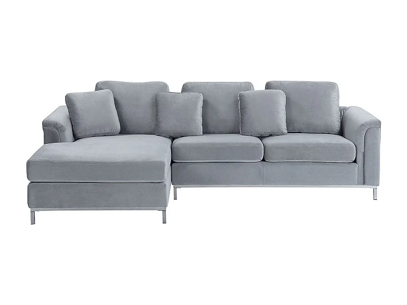 Canapé Angle à gauche en Tissu Gris Clair Dossier Matelassé Housses Amovibles Oslo