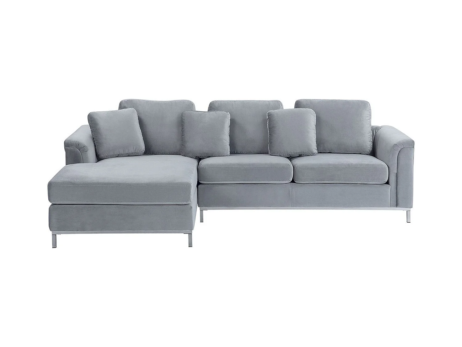 Canapé Angle à gauche en Tissu Gris Clair Dossier Matelassé Housses Amovibles Oslo