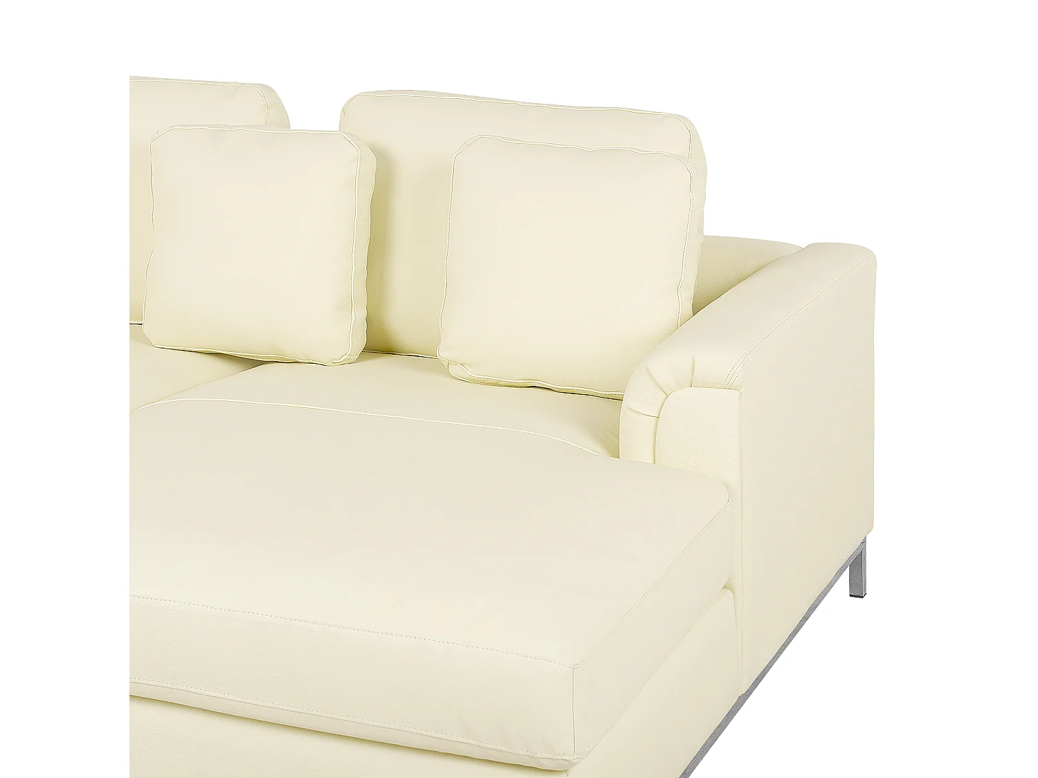 Canapé Angle à droite en Cuir Véritable Beige Dossier Matelassé Housses Amovibles Oslo