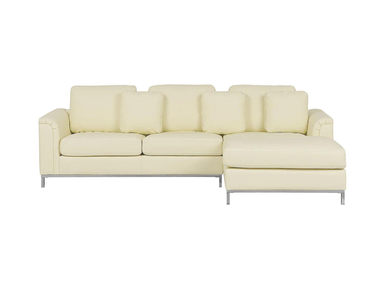Modernes Ecksofa Echtleder 3 Zierkissen beige Oslo