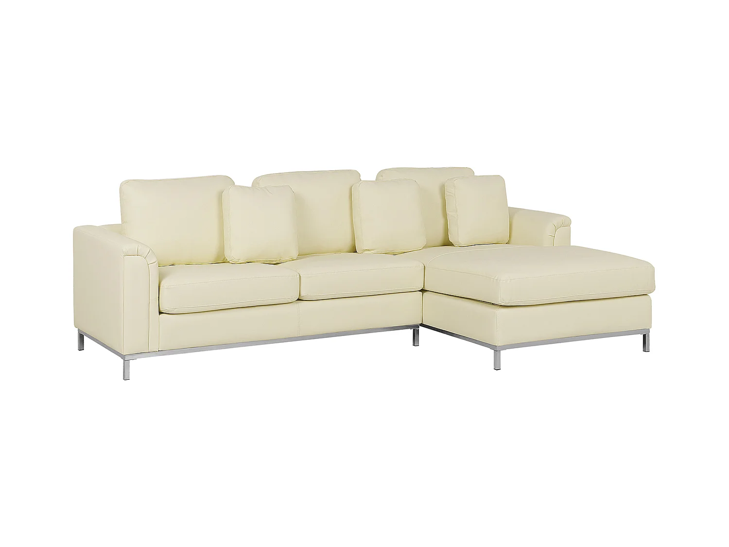 Modernes Ecksofa Echtleder 3 Zierkissen beige Oslo
