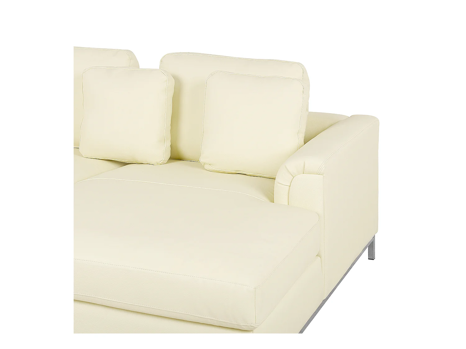 Modernes Ecksofa Echtleder 3 Zierkissen beige Oslo