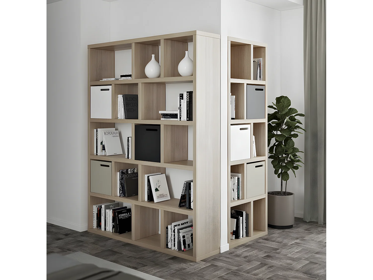 Bibliothèque BERLIN 5 niveaux 150 - chêne naturel - TEMAHOME