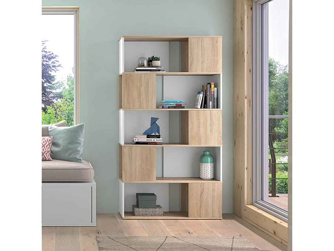 Bibliothèque ROSSIO - blanc et chêne naturel - SYMBIOSIS