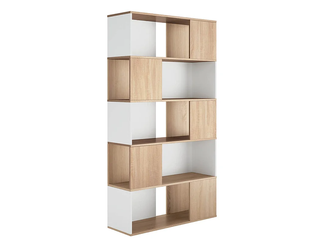 Bibliothèque ROSSIO - blanc et chêne naturel - SYMBIOSIS