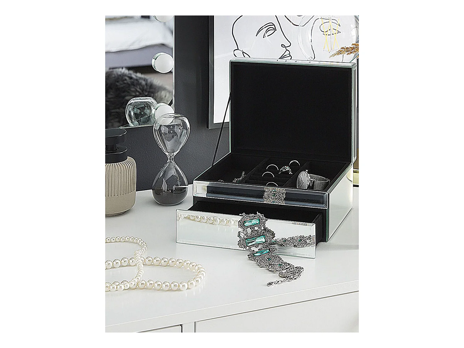 Cajita decorativa KOFI Vidrio Plateado