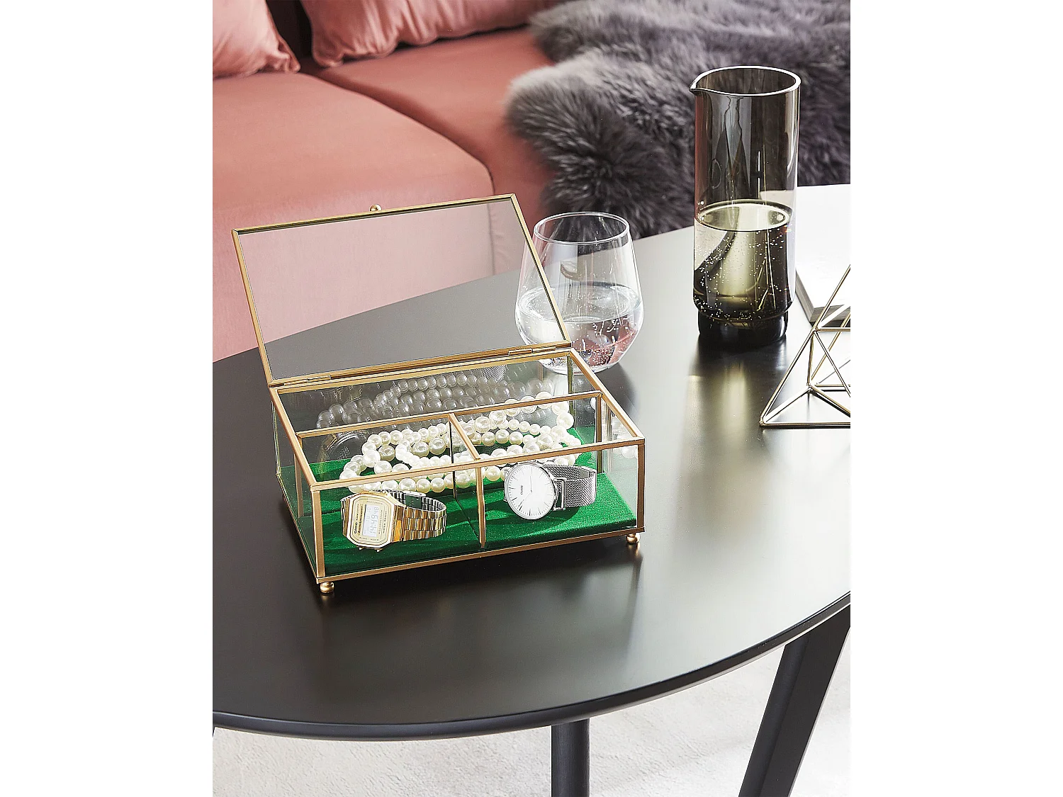 Cajita decorativa SAINTES Vidrio Dorado