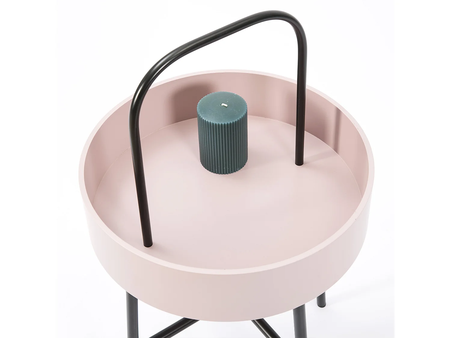 Bijzettafel Jaipur, Roze MDF-blad, Metalen frame