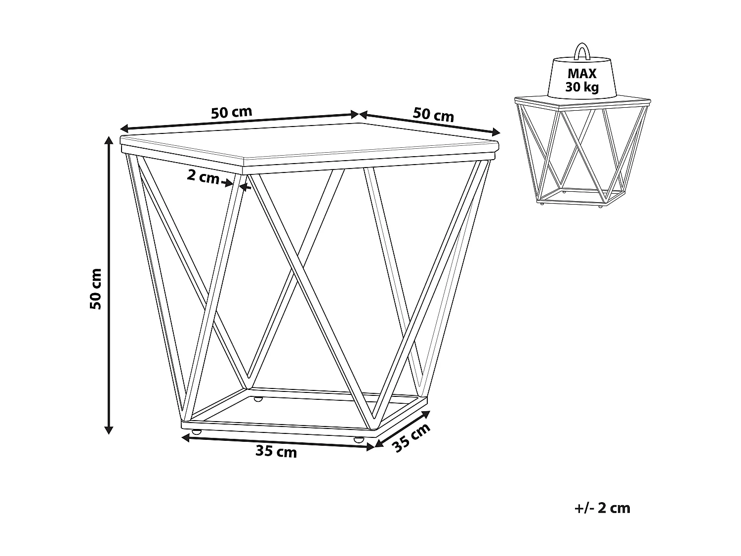 Table d'appoint MALIBU Marbre beige