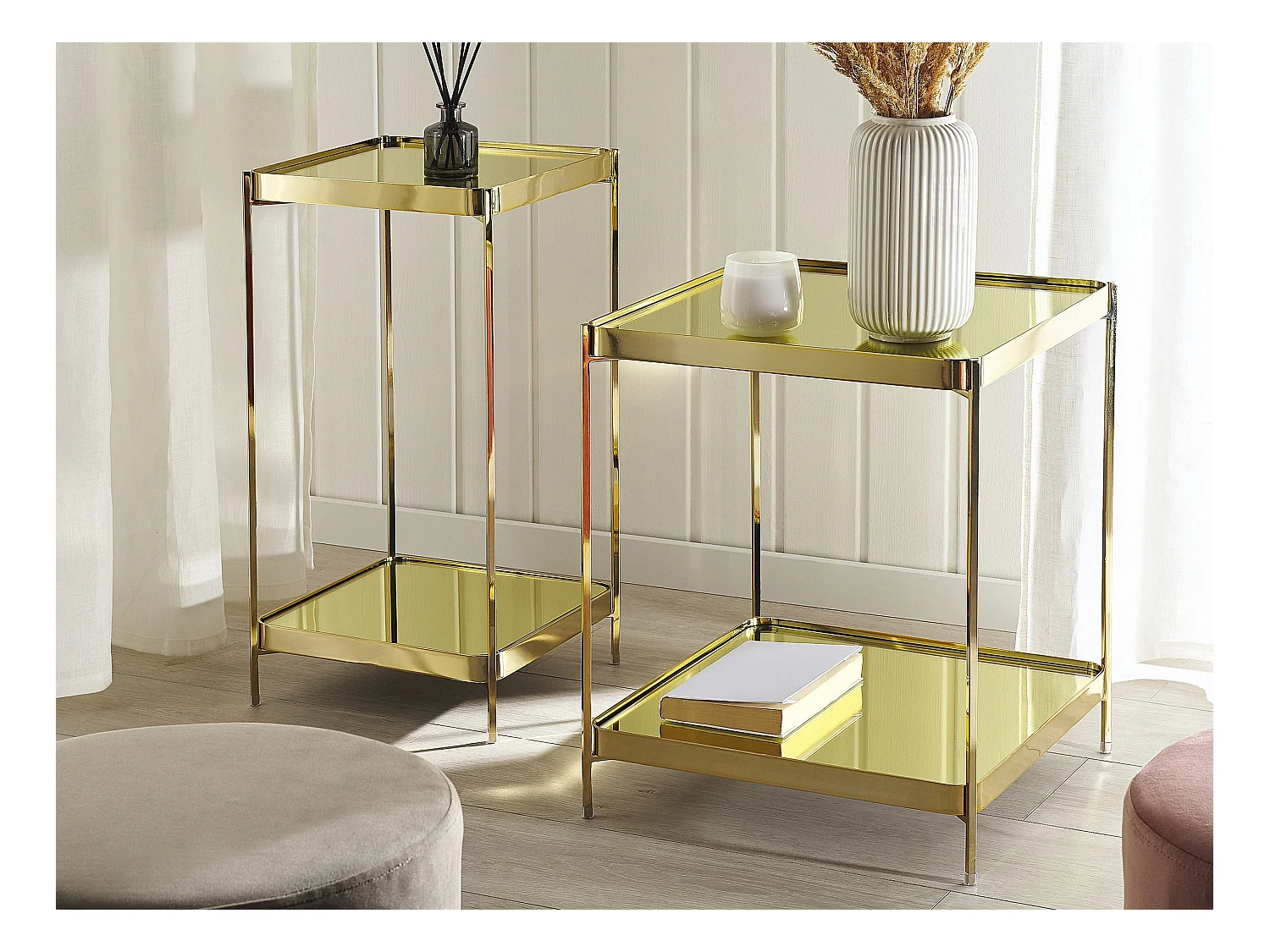 Mesa auxiliar ALSEA Vidrio templado Dorado