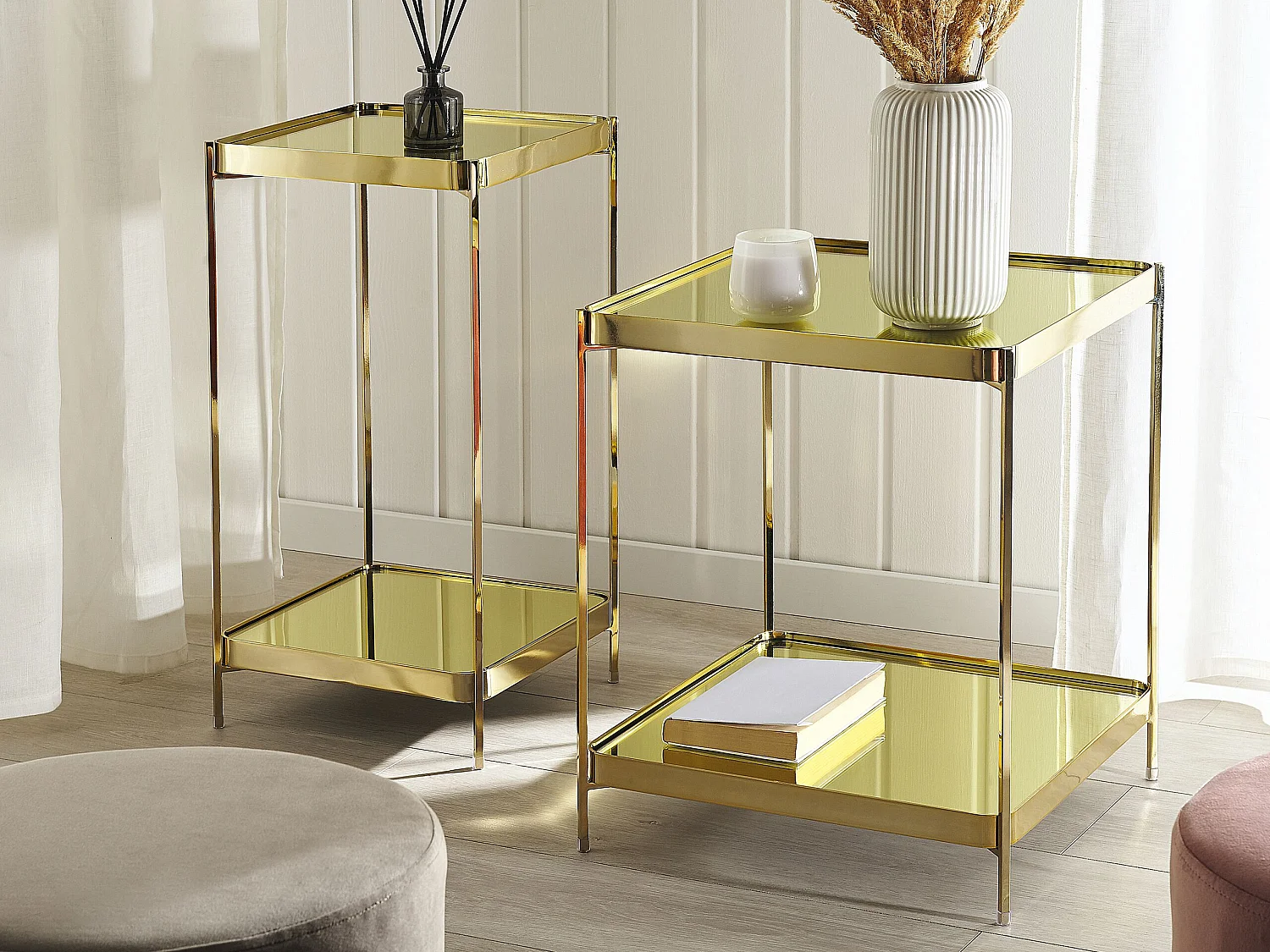 Bijzettafel ALSEA Veiligheidsglas Goud