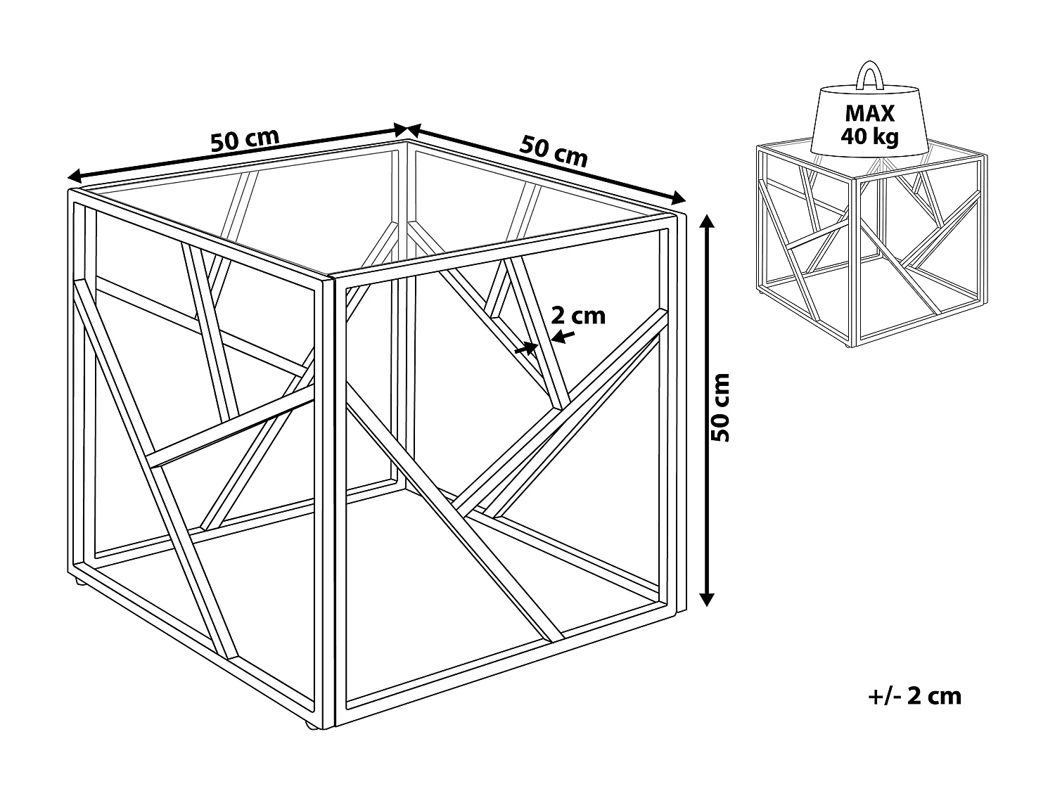 Table d'appoint ORLAND Verre Doré