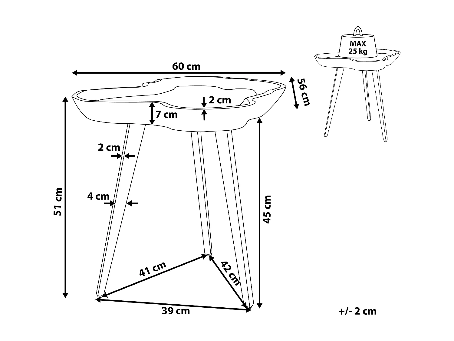 Table d'appoint ELSA Teck Marron