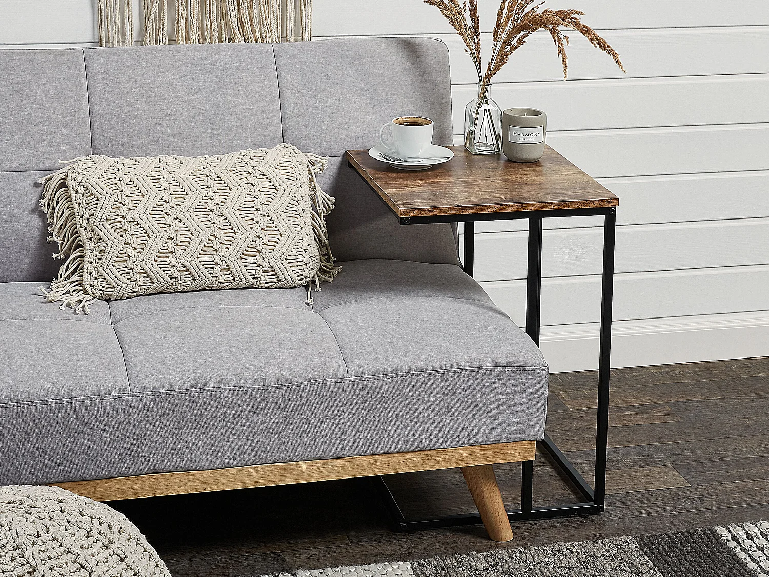 Tavolino legno scuro e metallo nero 40 x 40 cm TROY