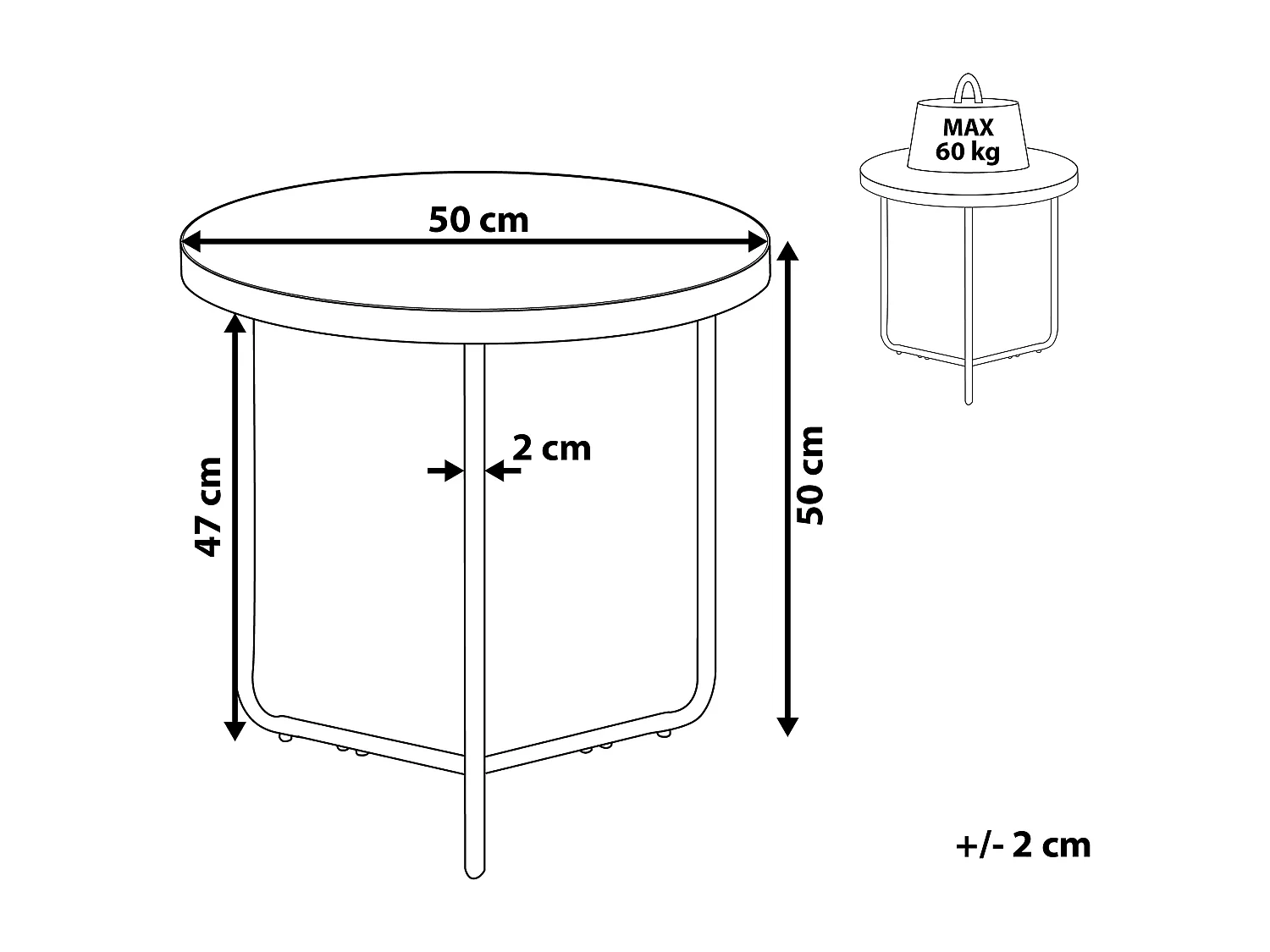 Table d'appoint MELODY Marron clair