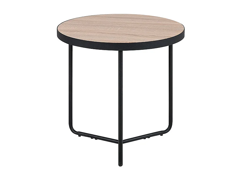 Runder mittelgroßer Couchtisch im innovativen heller Holzfarbton/schwarz Design