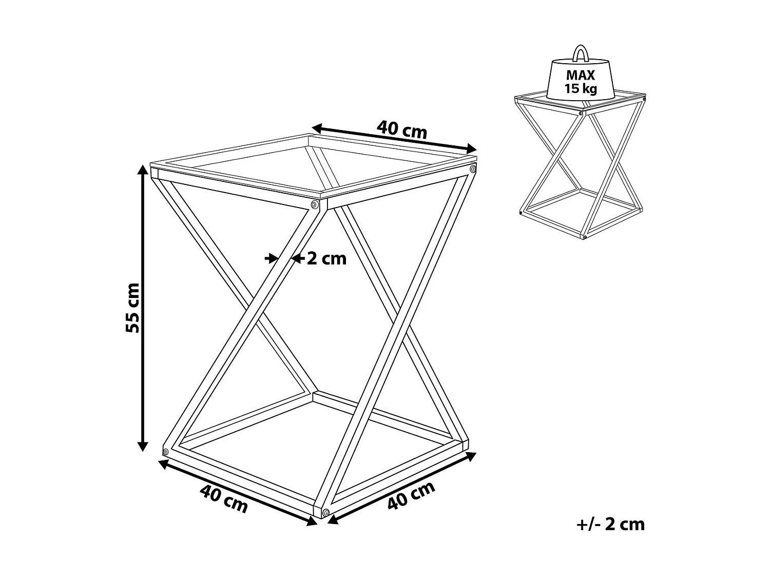 Table d'appoint BEVERLY Verre Doré