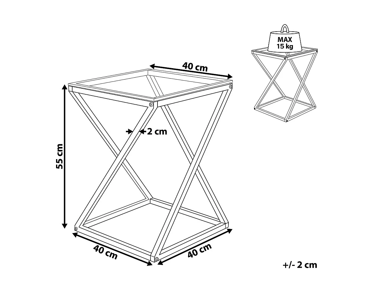 Table d'appoint BEVERLY Verre Doré
