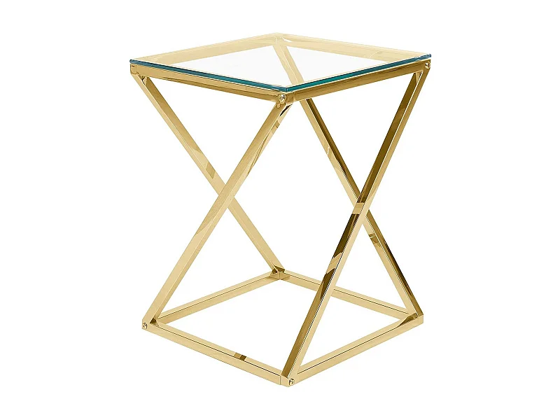 Moderner Beistelltisch Gold aus Metall mit Glasplatte Beverly