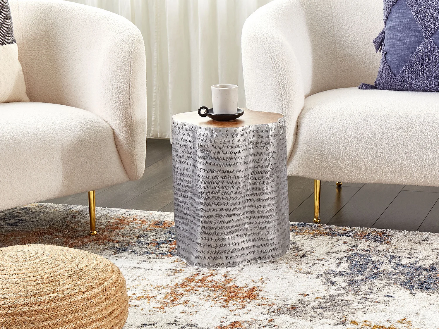 Bijzettafel GORDON Teakhout Zilver