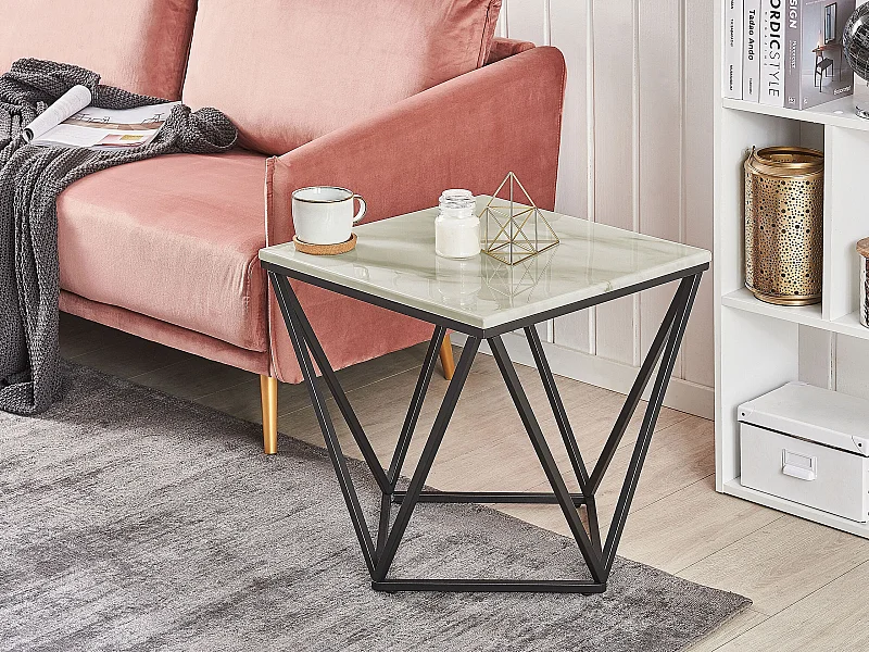 Table d'appoint MALIBU Marbre/noir