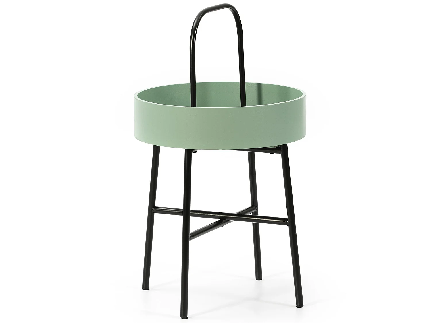 Table auxiliaire Jaipur avec Plateau en MDF Vert et Structure métallique en Noir Mat