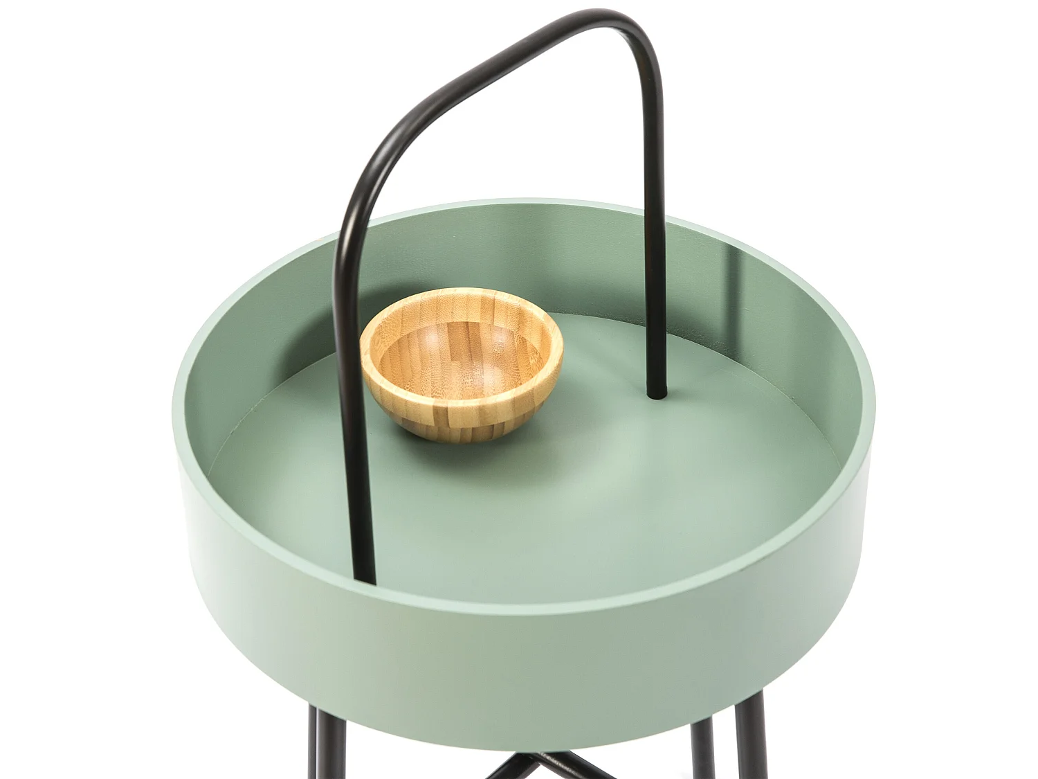 Table auxiliaire Jaipur avec Plateau en MDF Vert et Structure métallique en Noir Mat