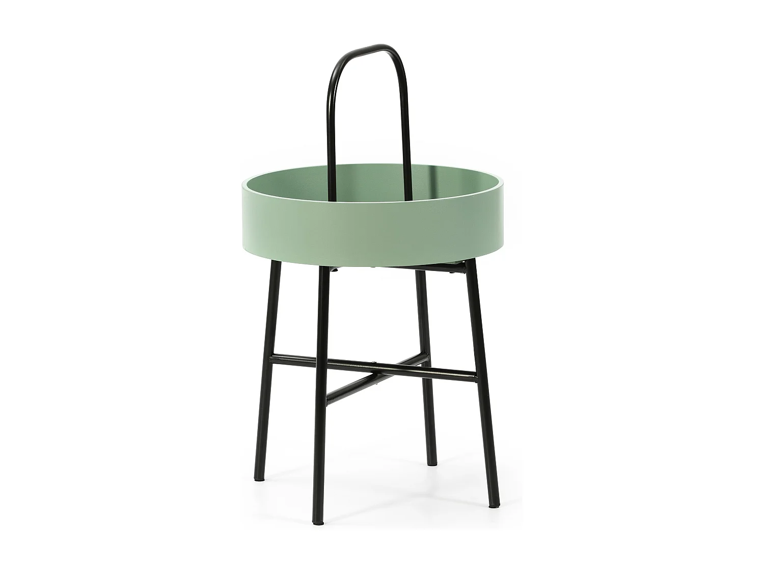 Table auxiliaire Jaipur avec Plateau en MDF Vert et Structure métallique en Noir Mat