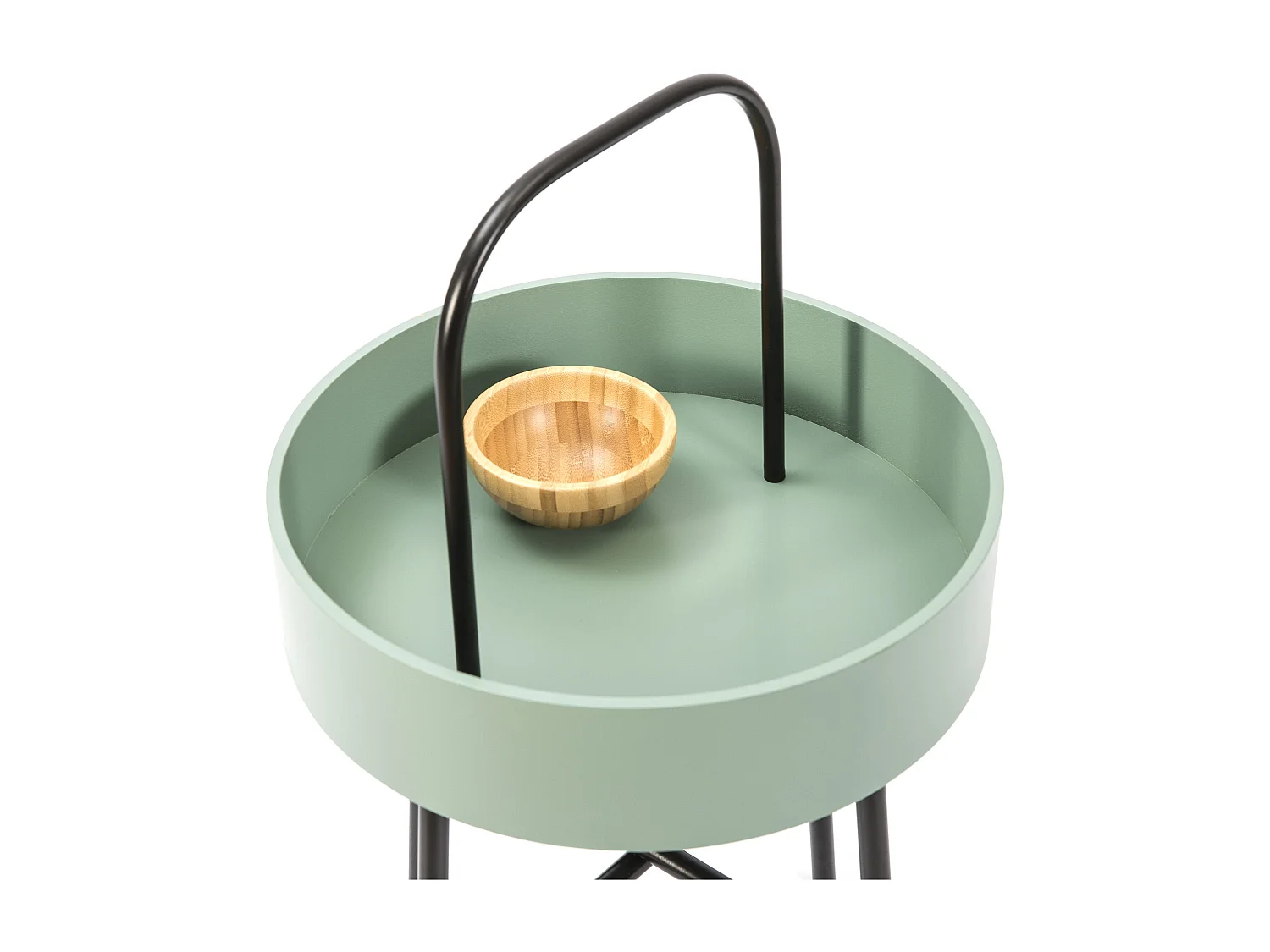 Table auxiliaire Jaipur avec Plateau en MDF Vert et Structure métallique en Noir Mat