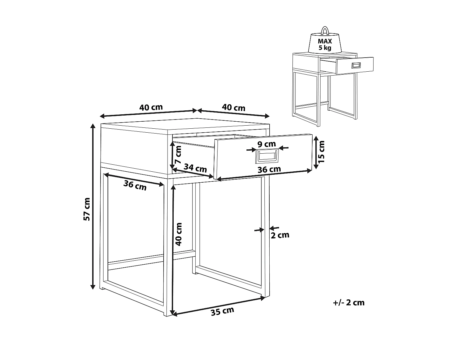 Table d'appoint LARGO Noir