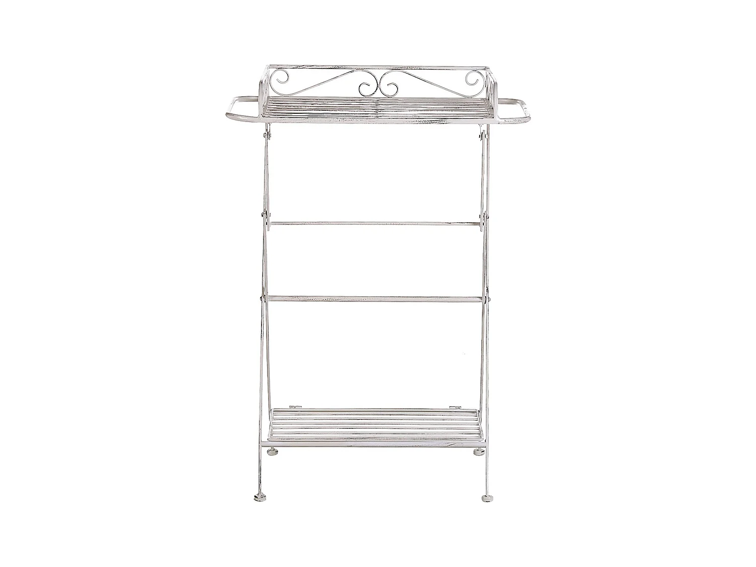 Retro Bad Beistelltisch mit 2 Ablagen aus Metall in Weiß Blumentisch Ancud