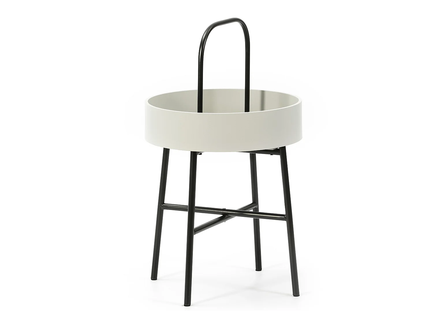 Table auxiliaire Jaipur avec Plateau en MDF Gris et Structure métallique en Noir Mat