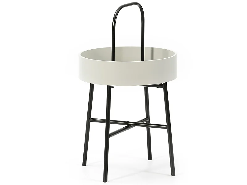 Mesa Auxiliar Redonda Jaipur, Tapa de MDF Gris, Estructura metálica