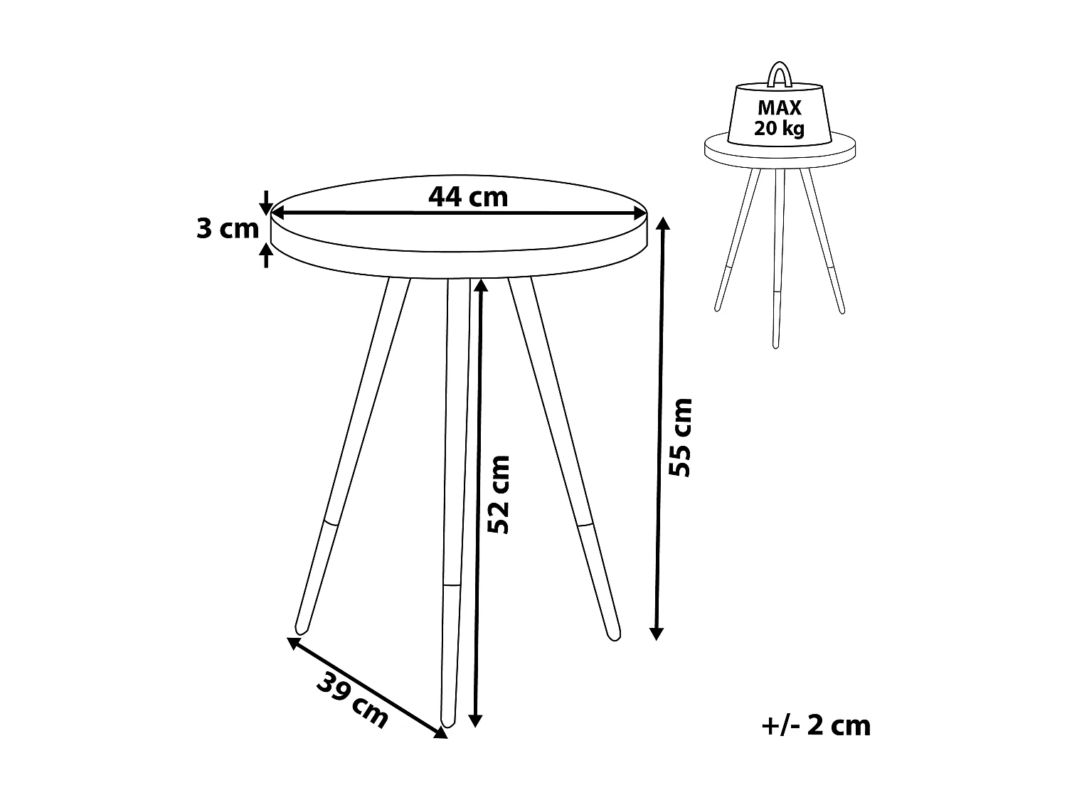 Table d'appoint RAMONA Frêne foncé
