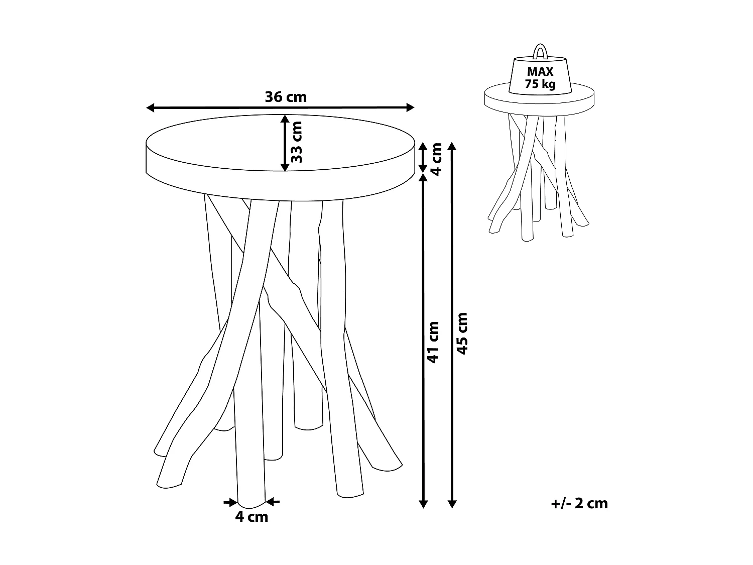 Bijzettafel MERRITT Teakhout Bruin