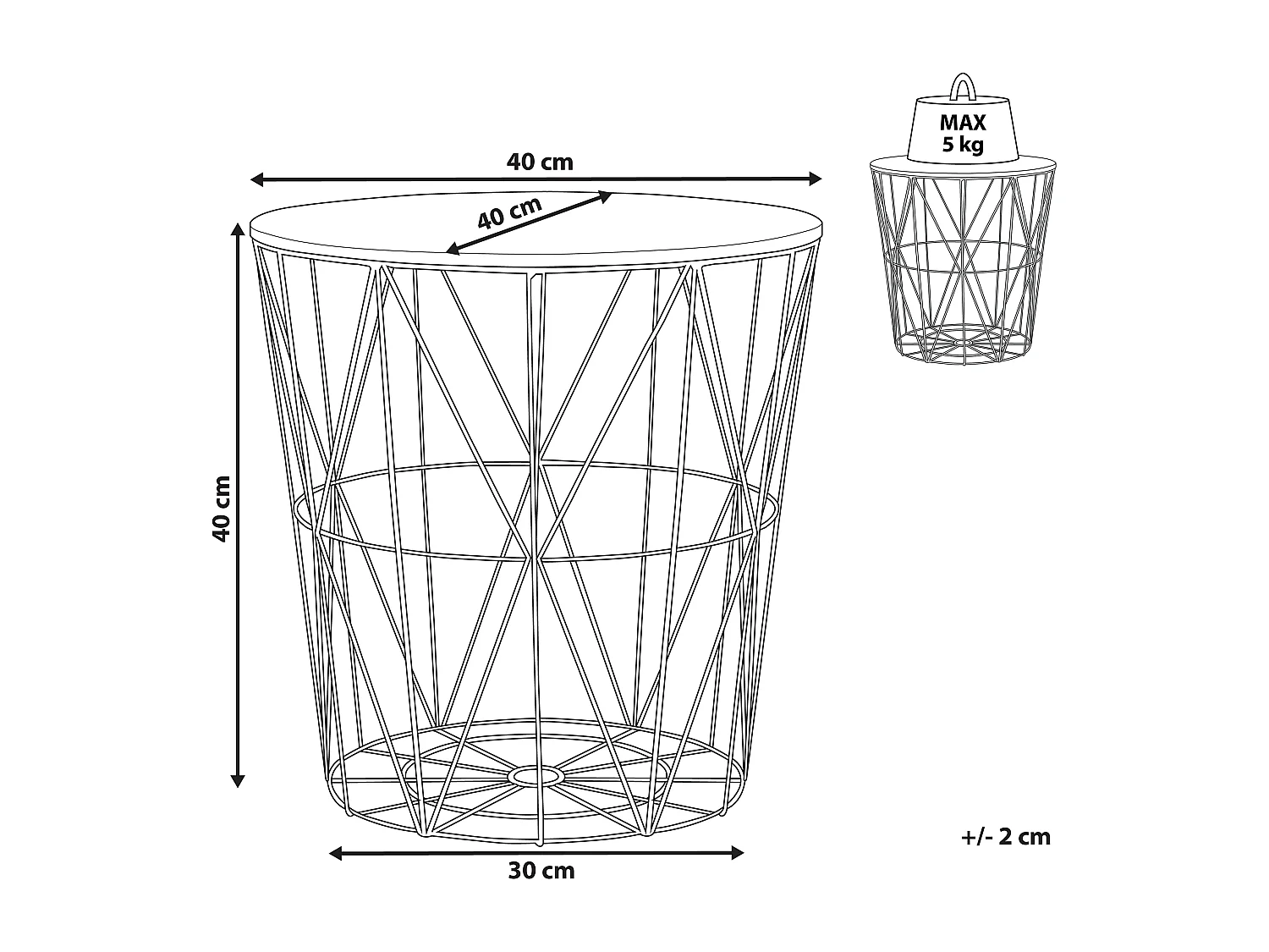 Mesa de apoio LANARK Dourado com arrumação