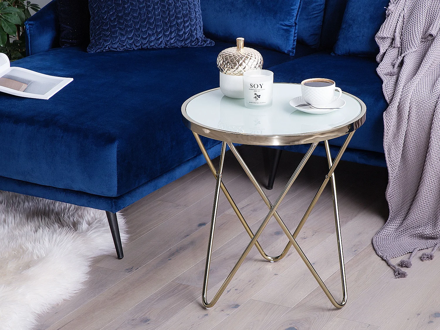 Bijzettafel MERIDIAN Veiligheidsglas Goud