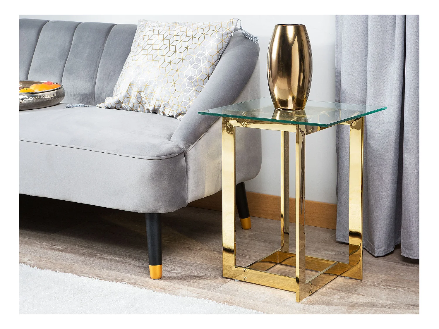 Beistelltisch CRYSTAL Sicherheitsglas Gold