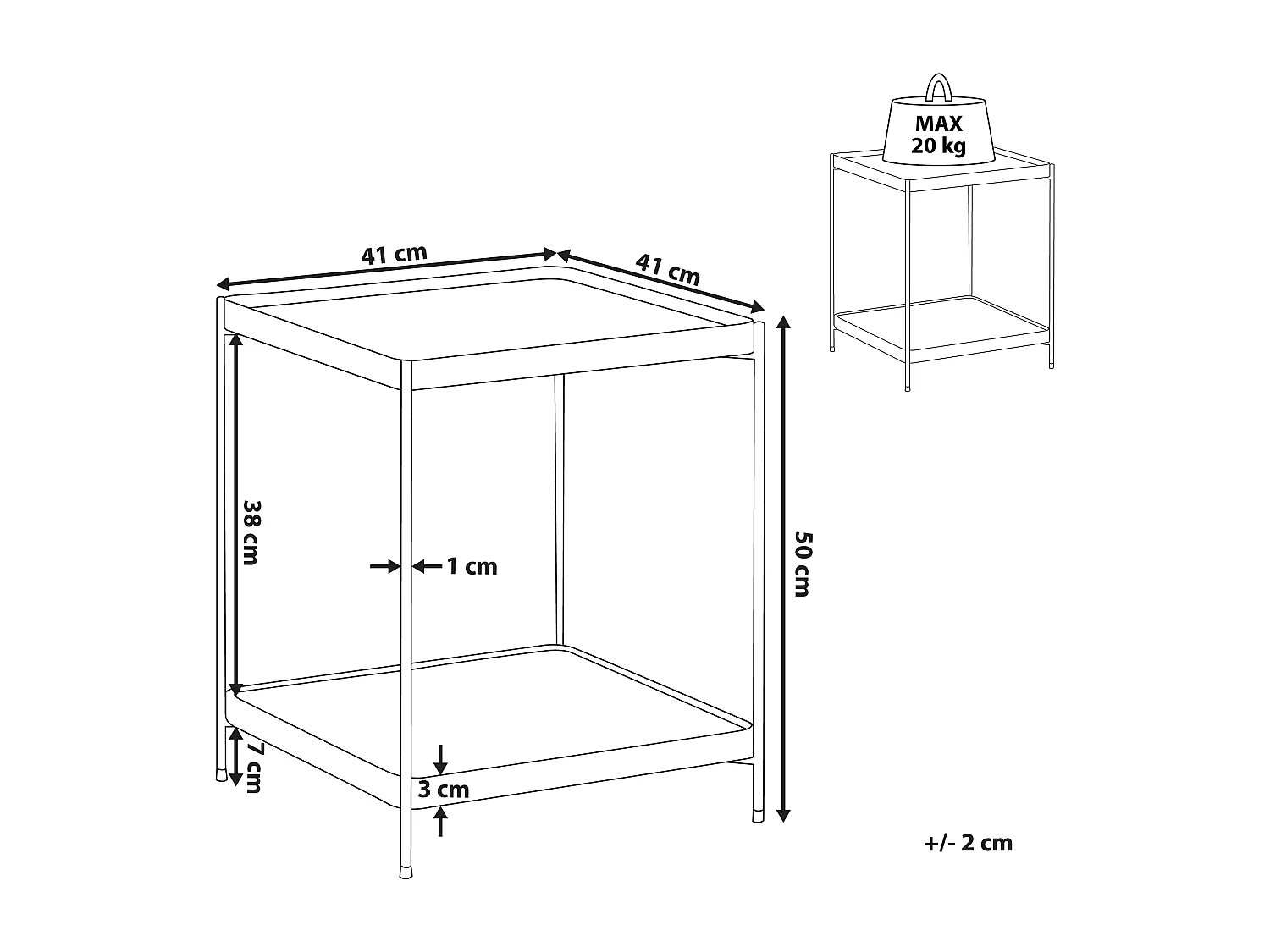 Mesa de apoio ALSEA Vidro de segurança (temperado) Dourado