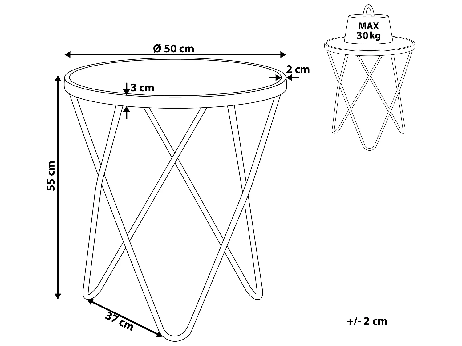 Eleganter Beistelltisch rund weiß/silber Glasplatte Meridian II
