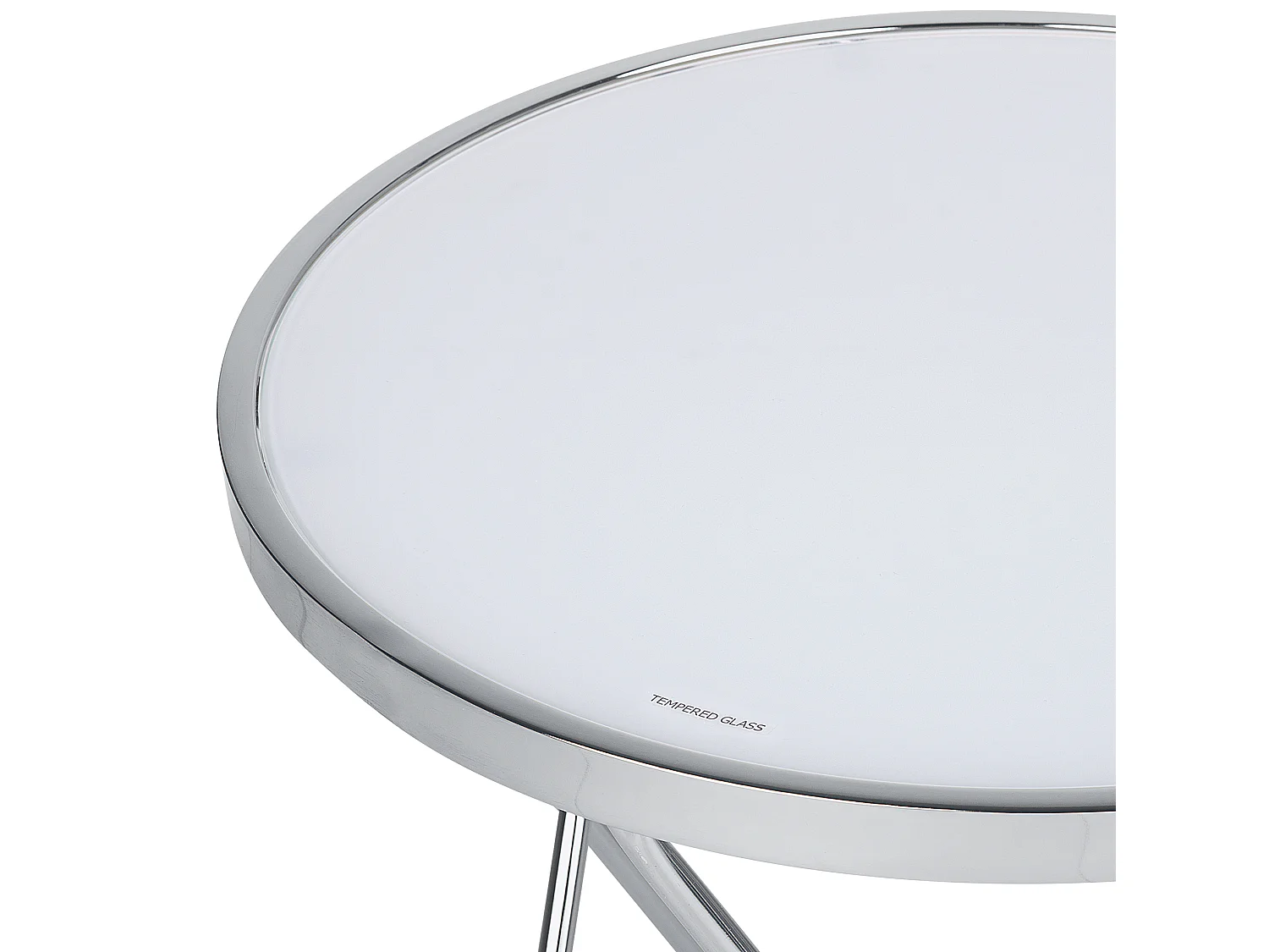 Eleganter Beistelltisch rund weiß/silber Glasplatte Meridian II