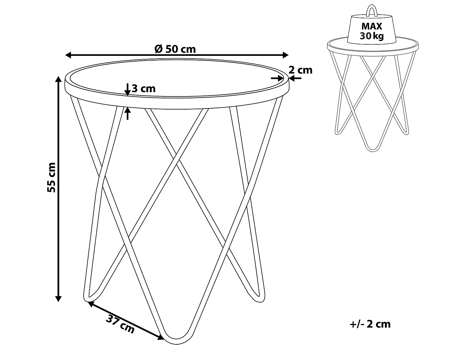 Bijzettafel MERIDIAN Veiligheidsglas Zilver