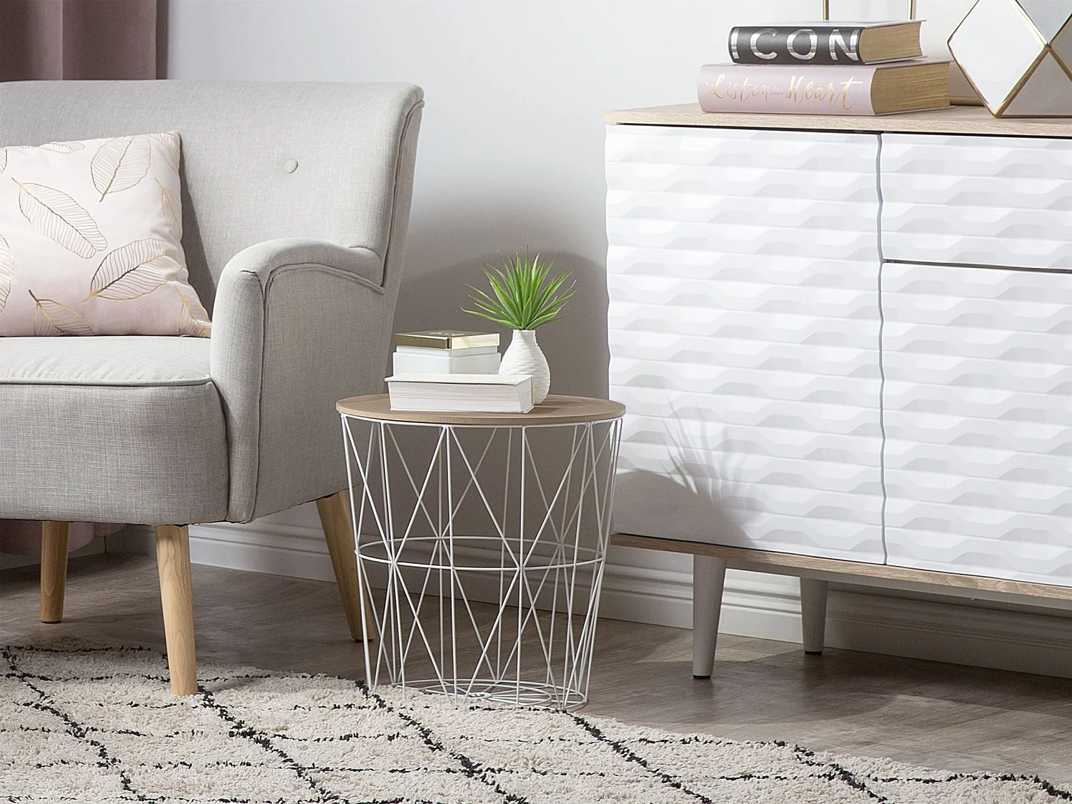 Table basse LANARK Blanc avec rangement